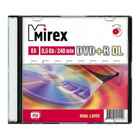 Диск DVD+R 8,5Gb DL Slim 1 Mirex