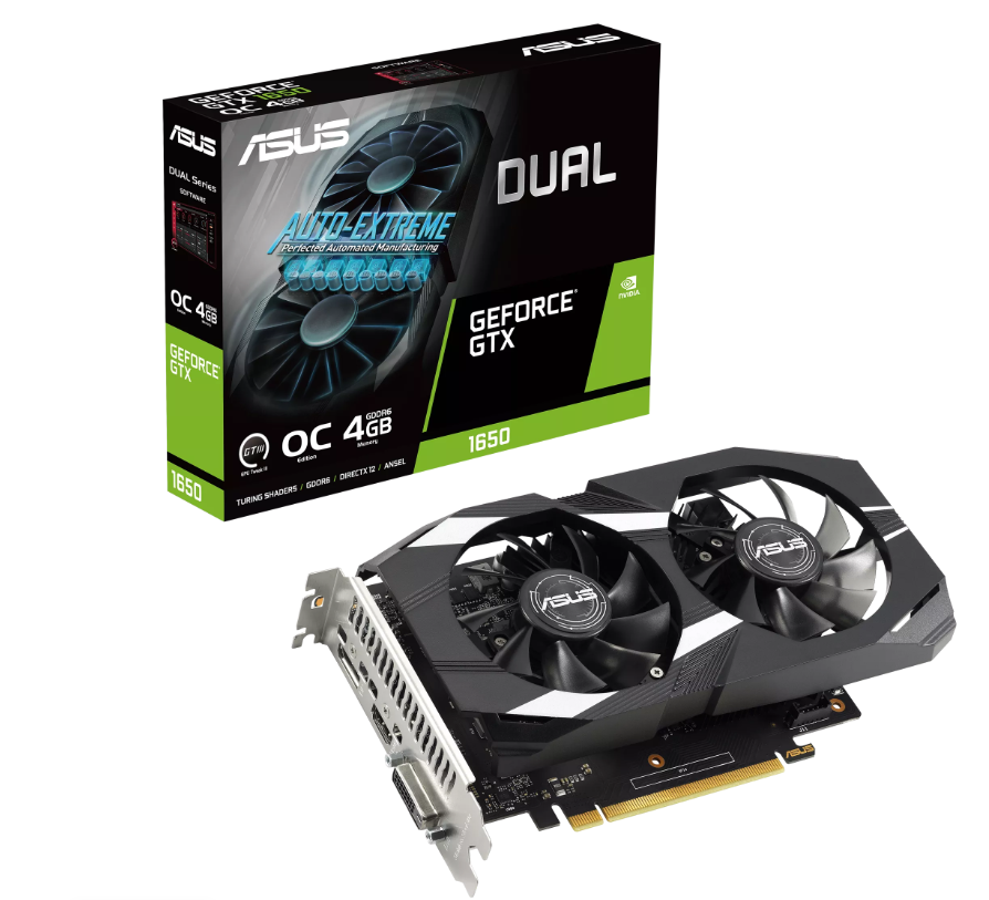 Видеокарта ASUS GeForce GTX1650 OC 4GB GDDR6 128BIT DVI HDMI DP HDCP DUAL-GTX1650-O4GD6-P-V2