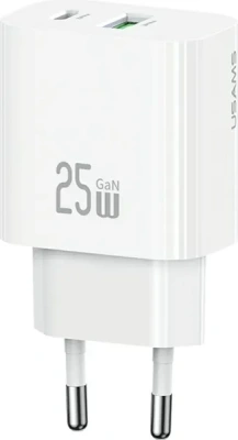 Зарядное устройство сетевое универсальное 25W A+C Dual Port Fast Charger  CC315TC02 USAMS White фото