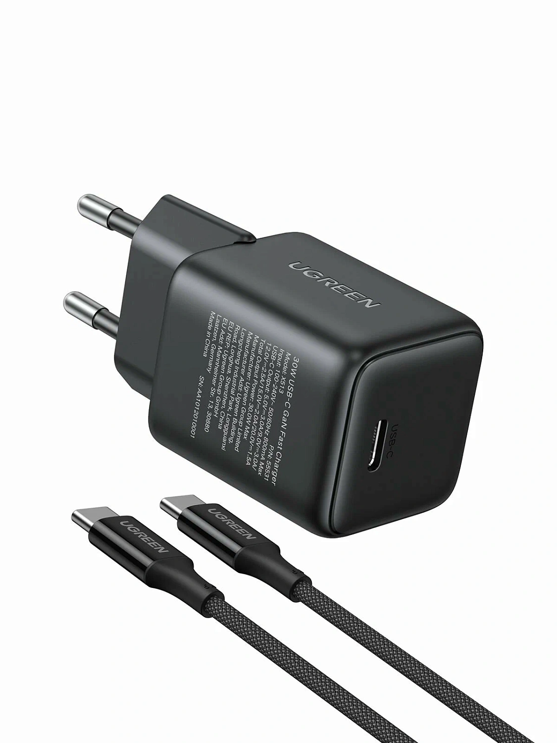 Зарядное устройство Ugreen X513 (65012) 1xUSB-C+ кабель 1m USB, 30W фото