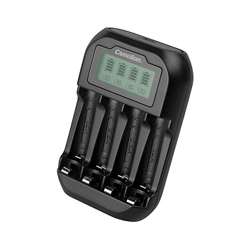 Зарядное устройство Camelion, BC-1046-BLK-DB, 4*AAA/4*AA, LCD дисплэй, USB порт, чёрный