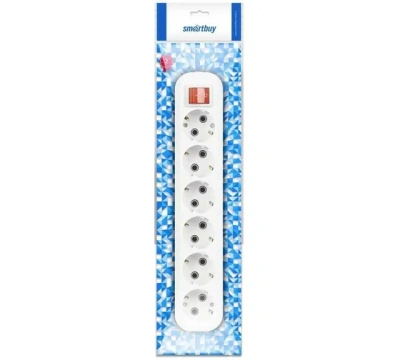 Удлинитель SmartBuy 6 розеток, 16А, ПВС 3х1.0, с вкл., с заземлением, 10м (SBE-16-6-10-ZS)