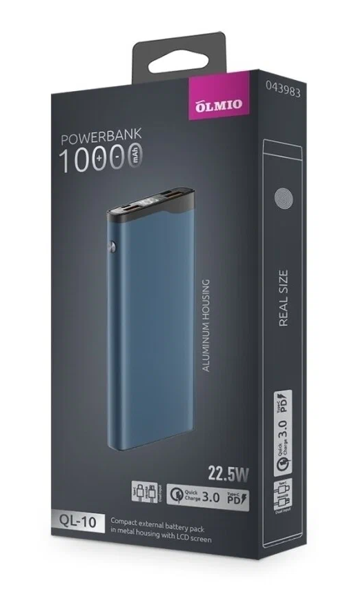 Зарядное устройство Olmio QL-10 Power Bank 10000mAh (blue)