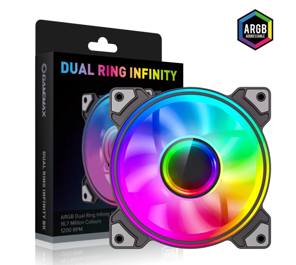 Вентилятор для корпуса GameMax Dual-Ring-Infinity (BK) 12 см