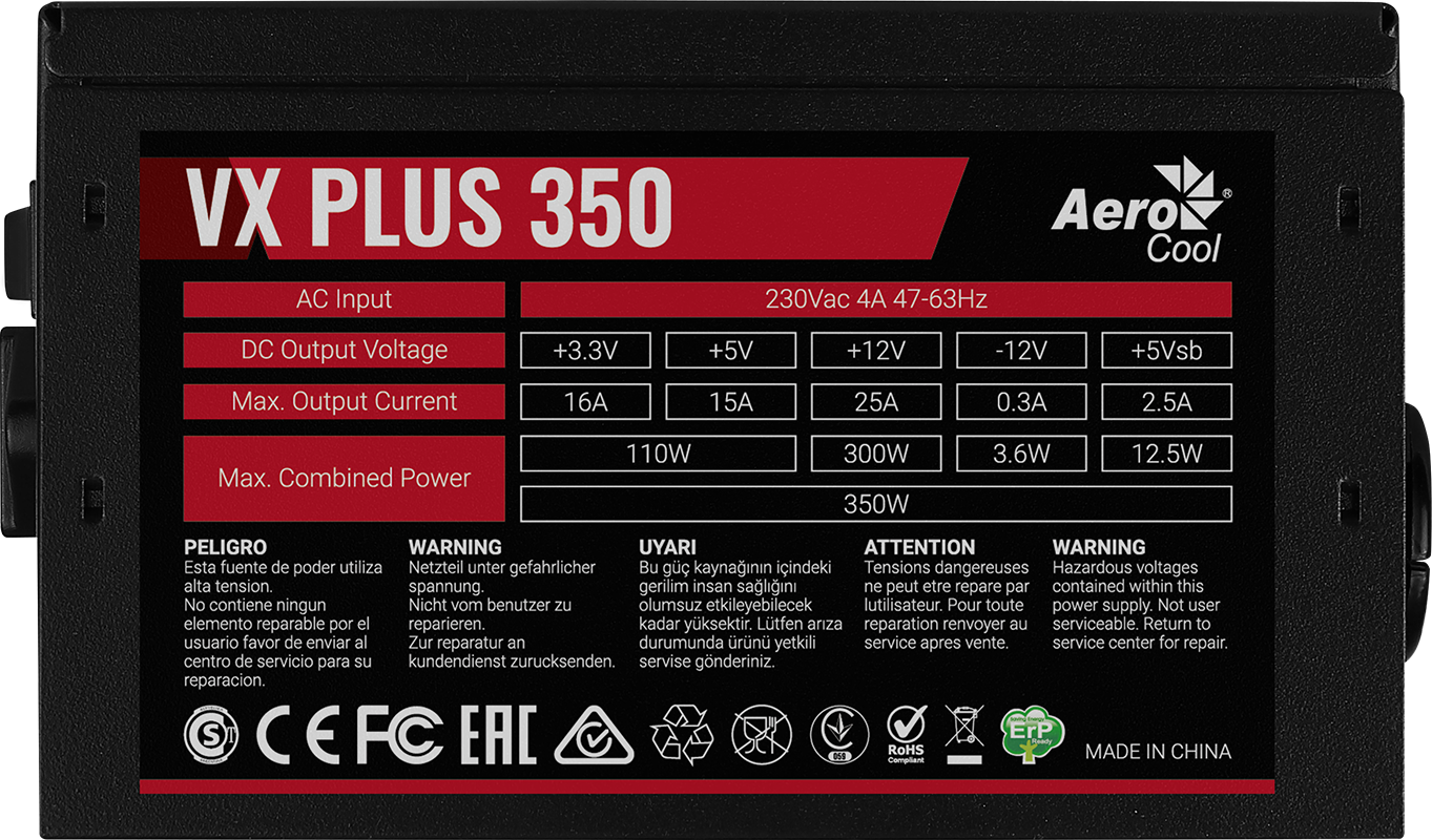 Блок питания P4 (350W) Aerocool VX-350 Plus