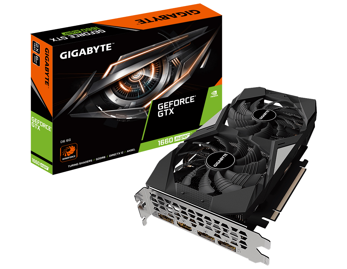 Видеокарта GeForce GTX1660 SUPER 6Gb GDDR6 (Gigabyte) (GV-N166SD6-6GD) box