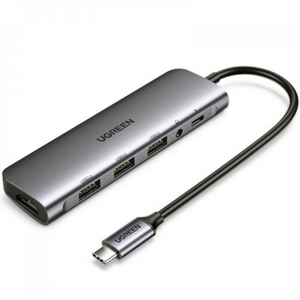 Док.станция UGREEN CM136 USB Type-C (HDMI+3*USB 3.0 A+ AUX3.5mm+PD Power Converter)