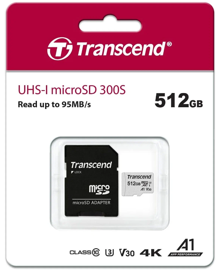 Flash SECURE DIGITAL 512Gb Micro (Transcend) TS512GUSD300S-A