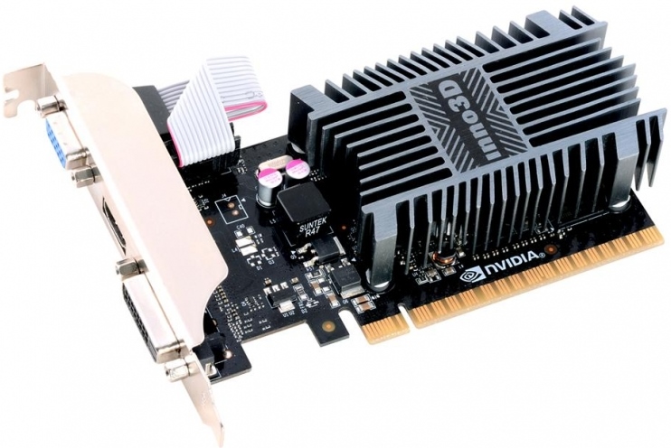 Видеокарта GeForce GT710 1Gb 64bit (N710-1SDV-D3BX) (Inno3D) DDR3 64bit (VGA,DVI,HDMI)