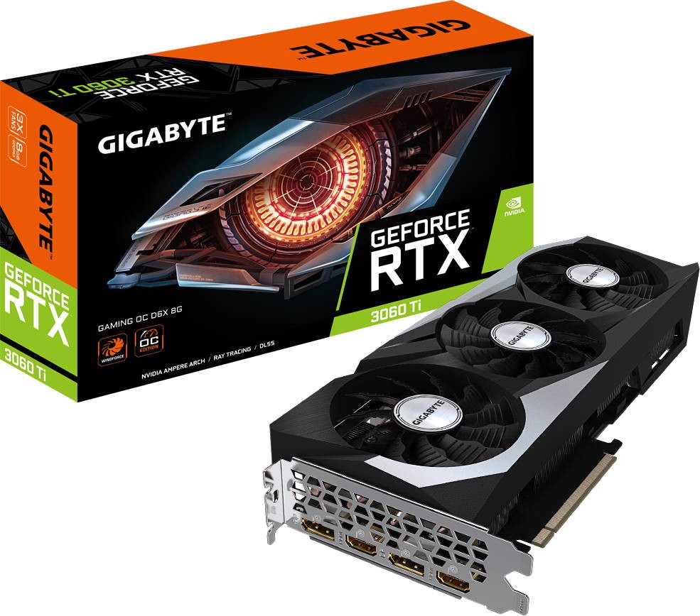 Видеокарта GeForce RTX3060Ti 8Gb GDDR6X (GigaByte) (GV-N306TXGAMING OC-8GD) box
