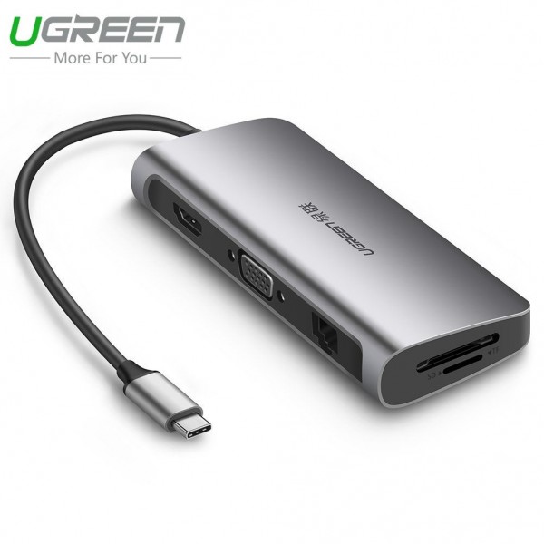 Док-станция UGREEN Type-C (HDMI/VGA/LAN/CardReader/USB 3.0 ) (40873)