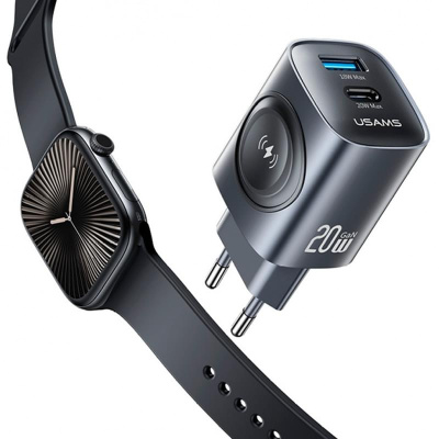 Зарядное устройство USAMS CC293TC01 для iWatch USB-C 20W+USB-A with Wireless Charger