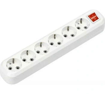 Удлинитель SmartBuy 6 розеток, 16А, ПВС 3х1.0, с вкл., с заземлением, 10м (SBE-16-6-10-ZS)