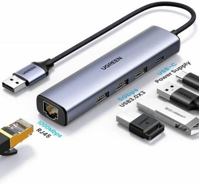 HUB USB UGREEN 3-port USB 3.0  CM475, Grey (60554)