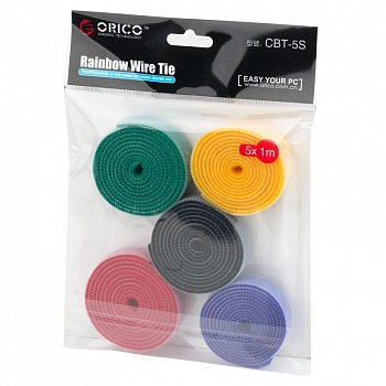 Фиксатор кабеля ORICO CBT-5S <1M-стрипы на липучках, ширина 1,5см, 5 цветов
