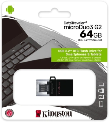 Flash DRIVE USB 64Gb DTDUO3 OTG (Kingston) Type-A/Micro 3.1 СПЕЦ ЦЕНА