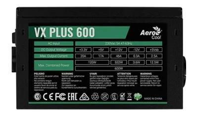 Блок питания P4 (600W) Aerocool VX-600 Plus Stealth