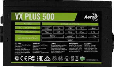 Блок питания P4 (500W) Aerocool VX-500 Plus Stealth
