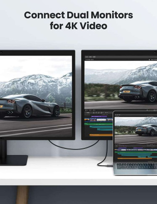 Кабель USB-C to USB-C Thunderbolt 4 0.8m (Black), 30389 UGREEN US501