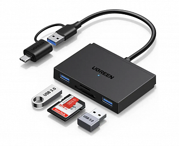 HUB+Разветвитель USB 3.0/Type C 2port UGREEN 0.15m CM812 (45167)