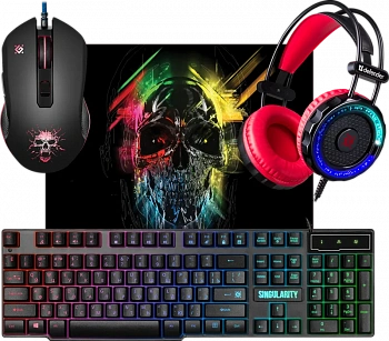 Клавиатура+мышь+коврик+гарнитура Defender Singularity MKP-118