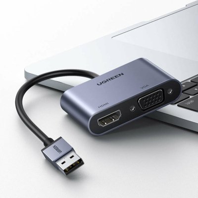 Конвертер USB 3.0 на HDMI + VGA Adapter UGREEN