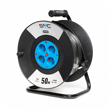 Удлинитель на катушке SVC GS-50M, 4 розетки,  50 метров, 3500W, 240B, 16A, 3x1.5 mm СПЕЦ ЦЕНА