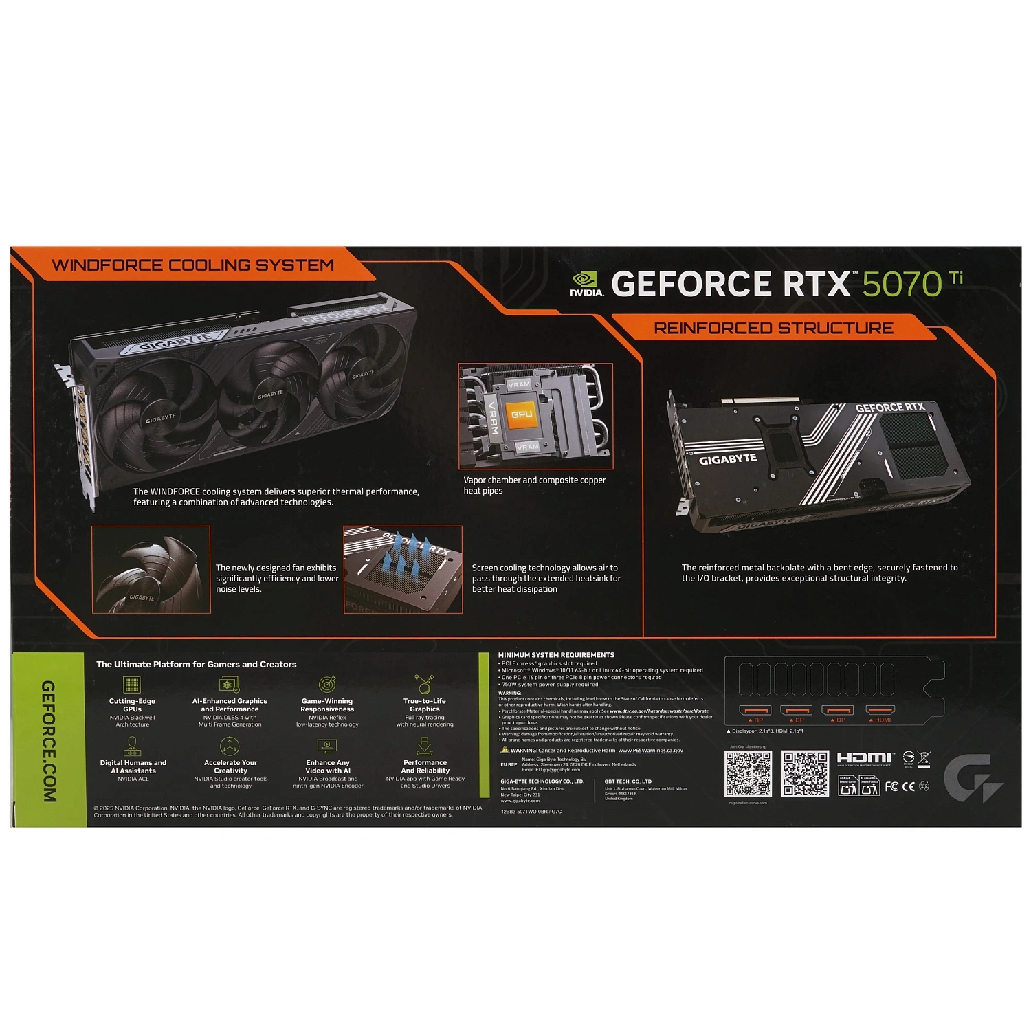 Видеокарта Gigabyte RTX5070Ti WINDFORCE SFF 16G GDDR7 (GV-N507TWF3OC-16GD)