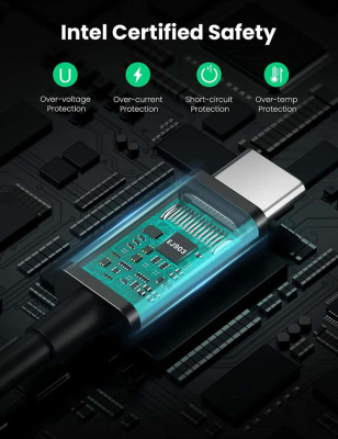 Кабель USB-C to USB-C Thunderbolt 4 0.8m (Black), 30389 UGREEN US501