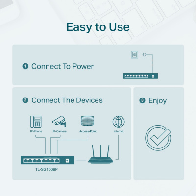 HUB (8TP) Tp-Link TL-SG1008P 10/100/1000Mbit