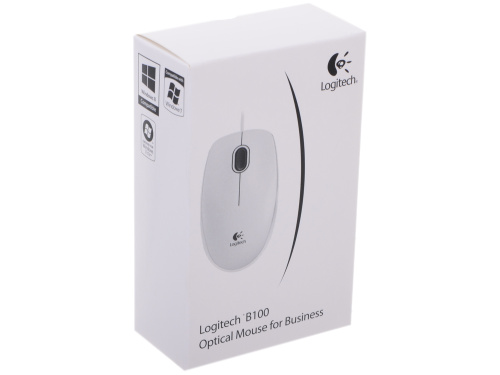 Мышь Logitech B100 Optical USB 910-003360 White