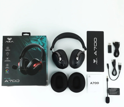 Наушники+микрофон игровые AULA A700 - Black & Gray фото