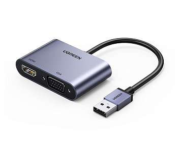 Конвертер USB 3.0 на HDMI + VGA Adapter UGREEN
