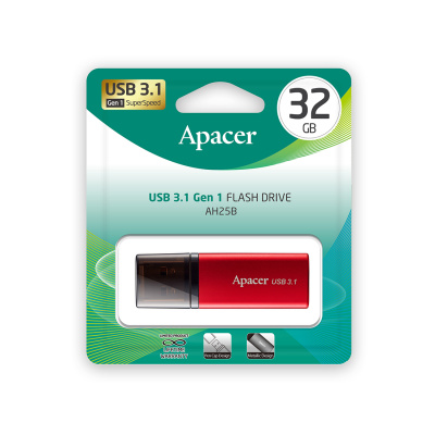 Flash DRIVE USB 32GB AH25B красный (Apacer) USB 3.1