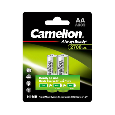Аккумулятор CAMELION AlwaysReady Rechargeable Ni-MH NH-AA2700ARBP2