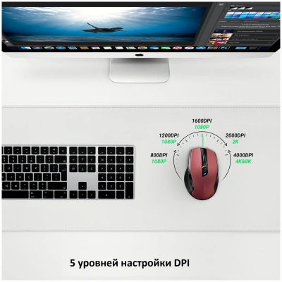 Мышь Ugreen MU006(15065) Red, USB (Wireless)