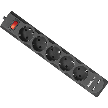 Сетевой фильтр Defender DFS-755 5 розеток+2 USB 5 м