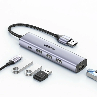 HUB USB UGREEN 3-port USB 3.0  CM475, Grey (60554)