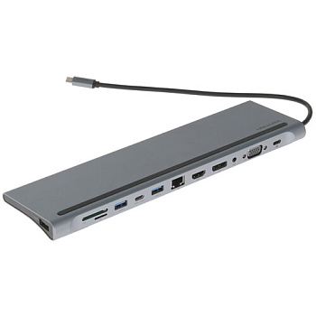 Док-станция 12 in 1 USB Type-C (HDMIх2/VGA/LAN/CardReader/Audio 3.5mm mini jack/USB 3.0 HUB 3 /PD)