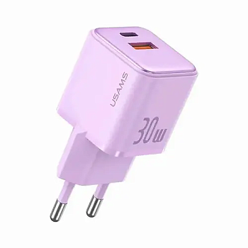 Зарядное устройство сетевое CC189TC03 (USAMS) СЗУ/Type C/USB 30W Purple
